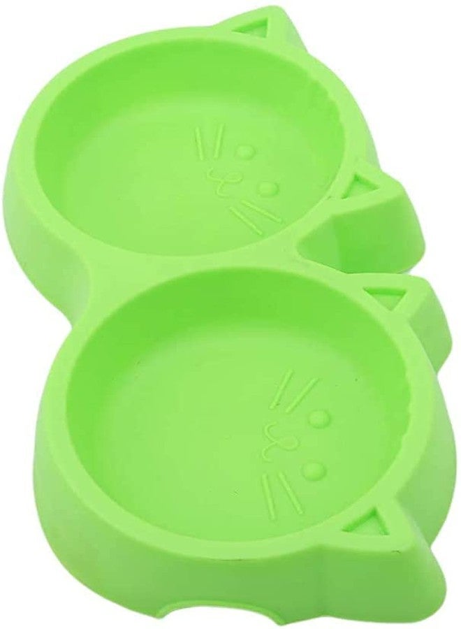Pups&Pets Pet Feeding Bowl - Cat Face Shaped Double Food and Water Bowl for Dogs and Cats (Green Color) - Pack of 1 - Image 2